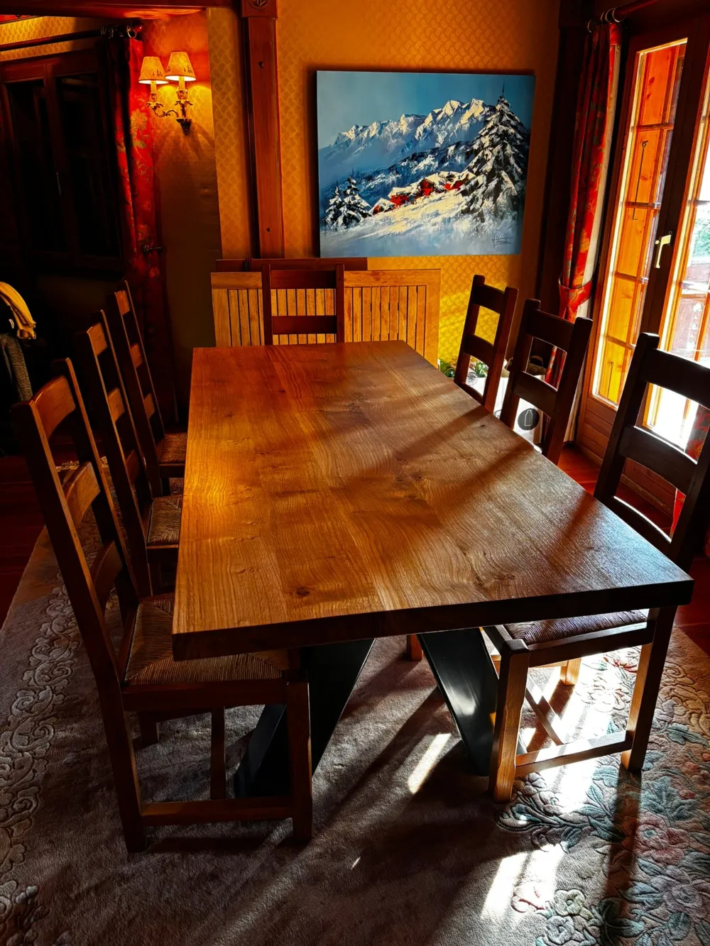 Table chêne massif et pied en acier thermo laqué – photo 1